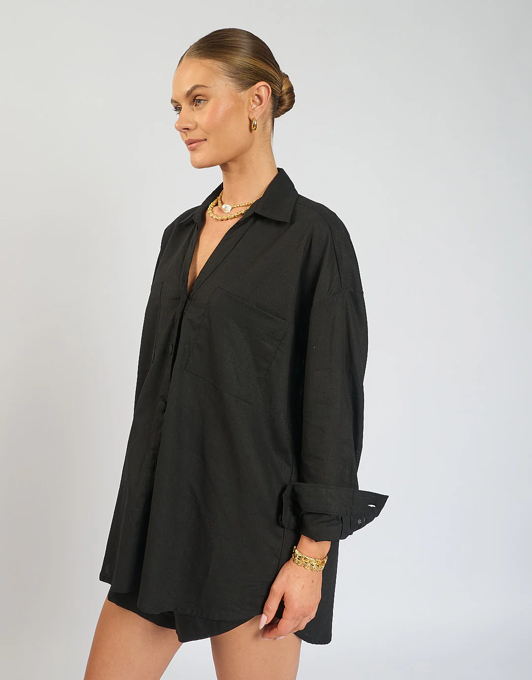 The Flo Shirt / Black (100% Linen) - Image 4