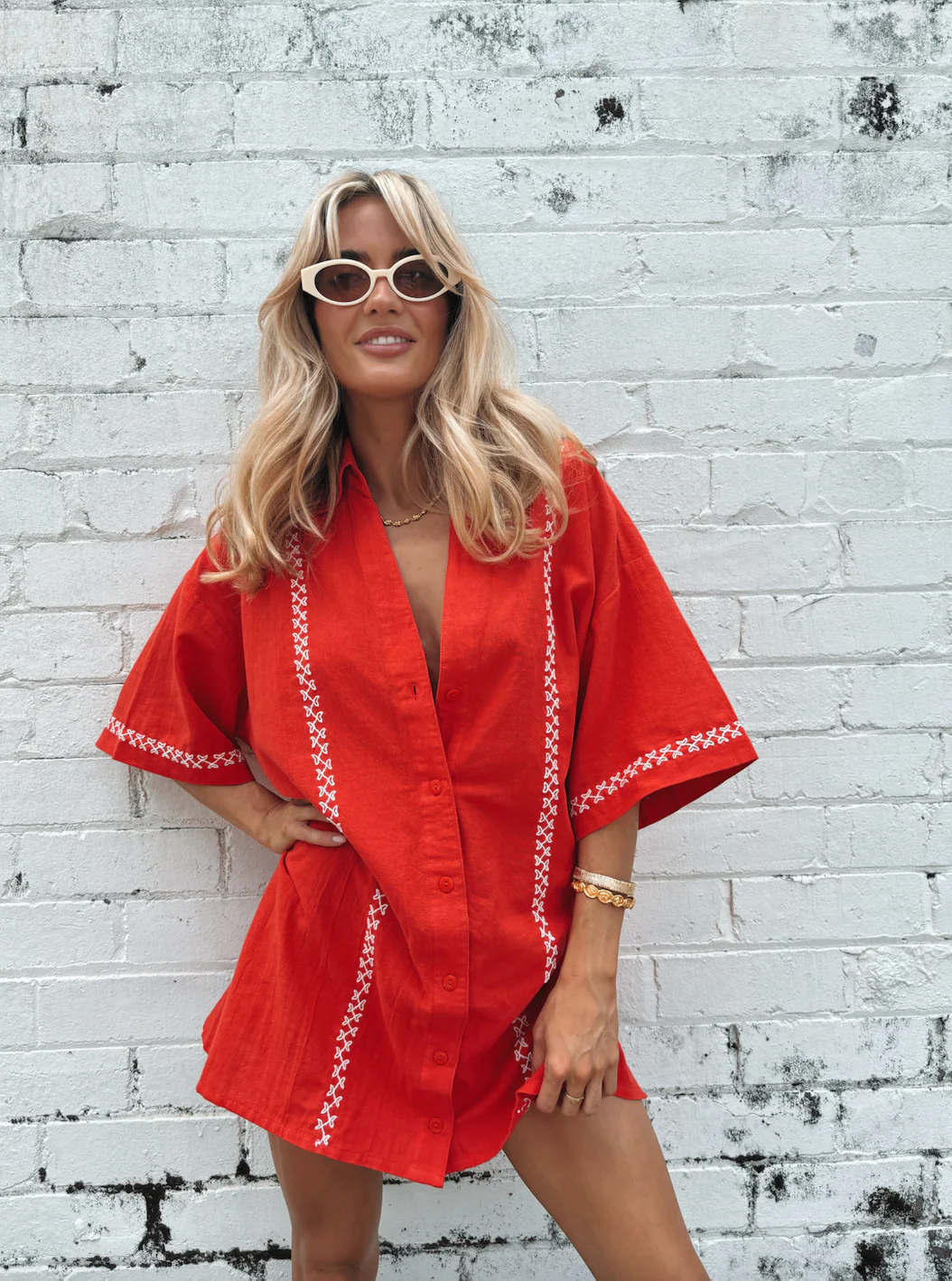 The Mimi Shirt Dress - Red - Image 3