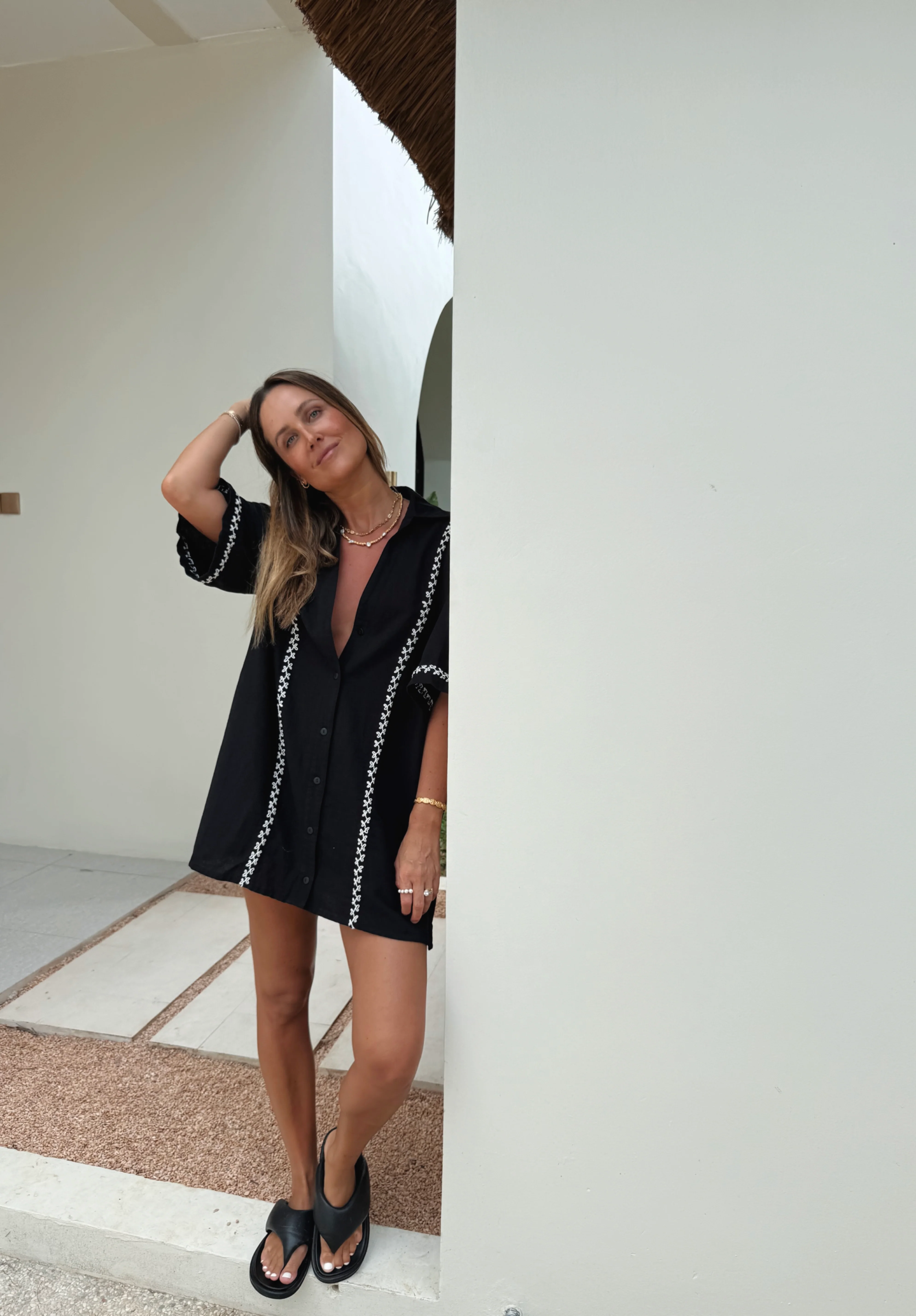 The Mimi Shirt Dress - Black - Image 3